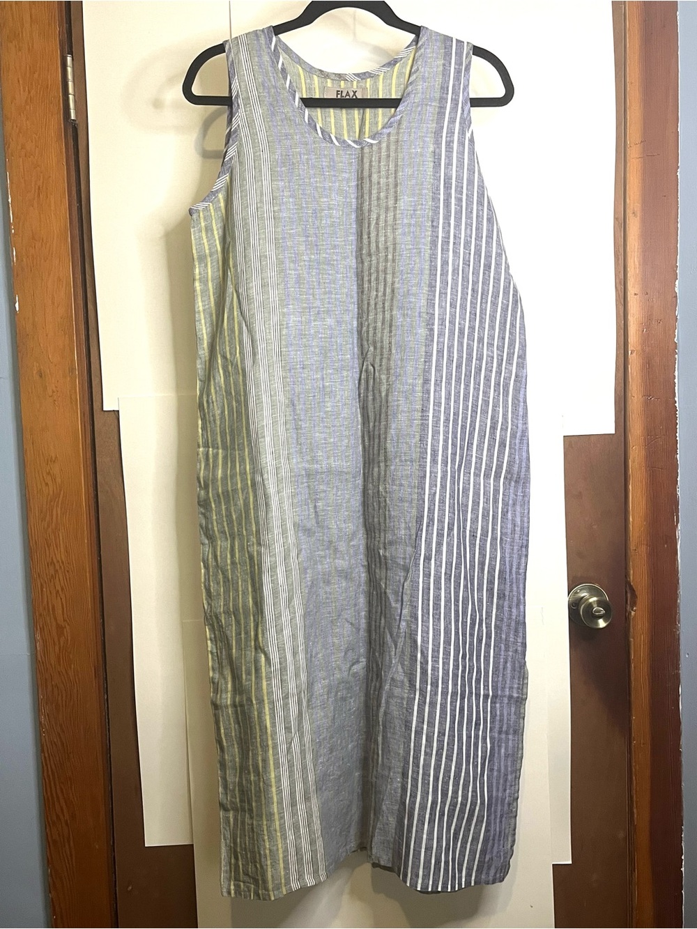 Flax Women’s Size Small Endless Stripes Linen Sleeveless Shift Dress